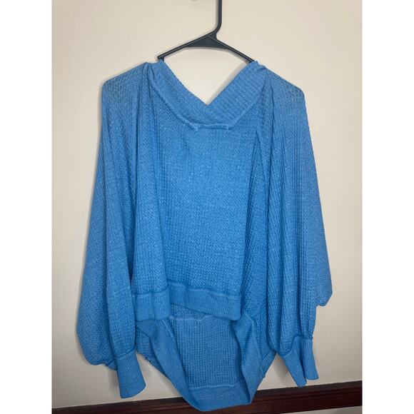 We The Free Westend Thermal Top Large Oversized Kangaroo Pocket Blue - Picture 2 of 7